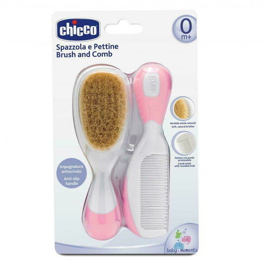 Set pieptan si perie, Chicco, Par natural, Roz