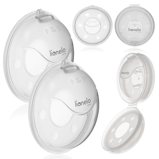 Colector de lapte, Lionelo, Milky, 2 buc, Se potriveste tuturor sutienelor, Cutie depozitare igienica inclusa, Fara bisfenol A, Capacitate 40 ml, Transparent