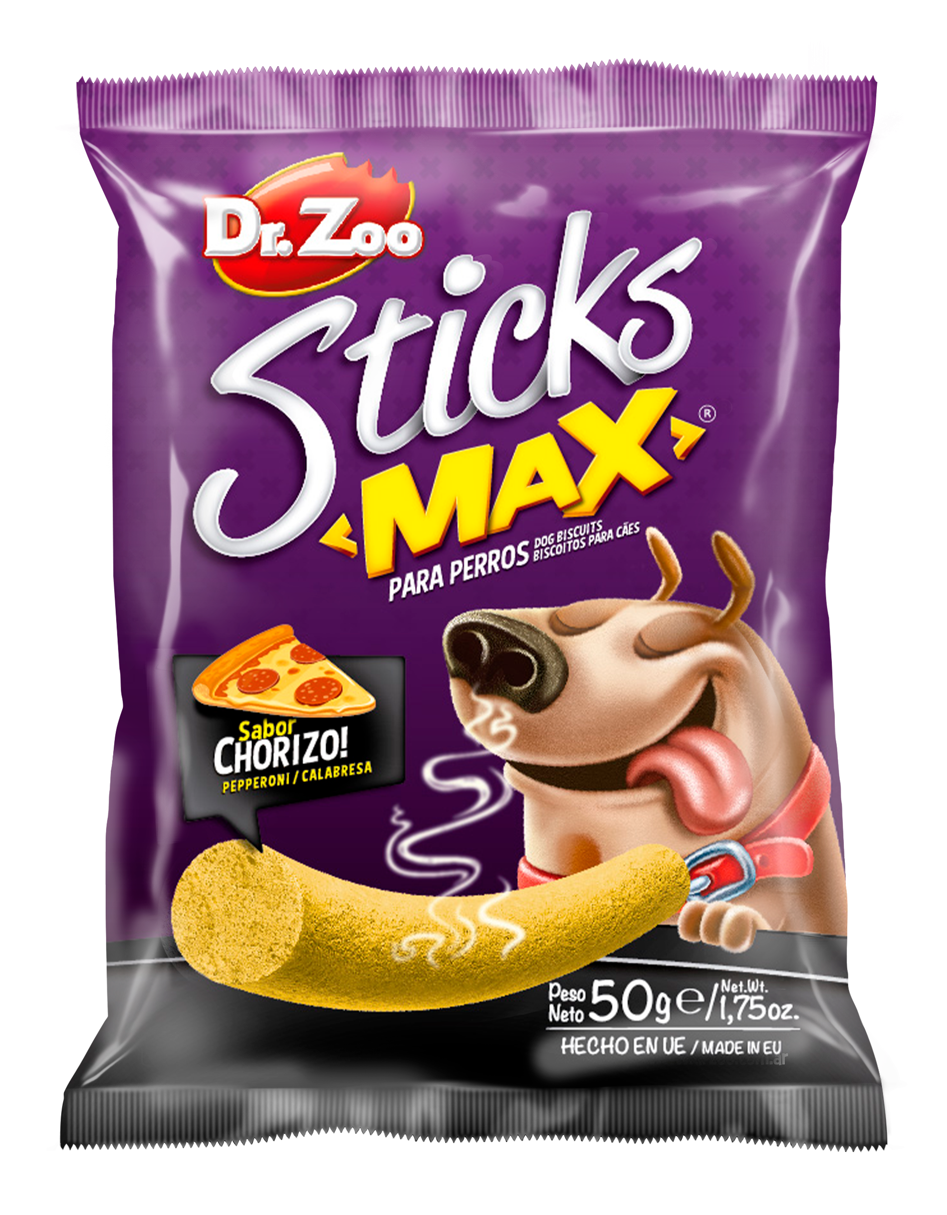 Dr Zoo Sticks MAX, recompense caini, Chorizo, 50 g