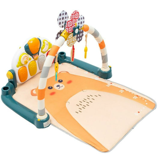 Covoras educational, Baby Mix, Zoo Mat, Cu panou multimedia si bara cu jucarii zornaitoare, Cu melodii, Conform cu EN 71, 50 x 50 x 80 cm, 0 luni+, Portocaliu