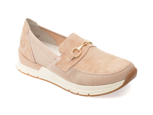 Mocasini RIEKER roz, 58955, din material textil