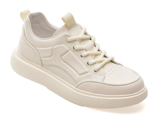 Pantofi sport EPICA albi, 82013, din piele naturala