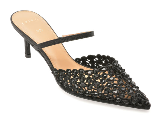 Pantofi eleganti EPICA negri, 101605, din material textil