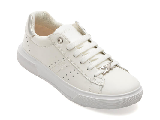 Pantofi sport GEOX albi, J45GCB, din piele naturala