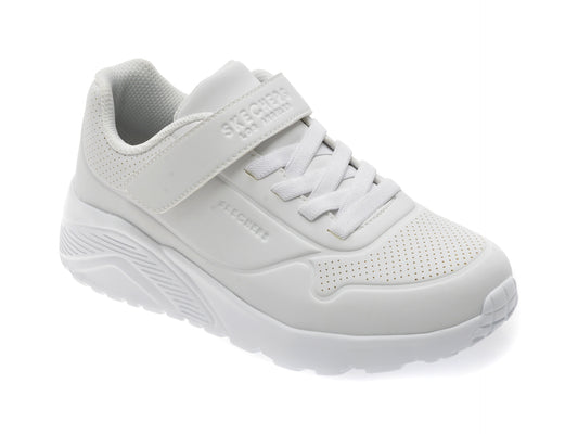 Pantofi sport SKECHERS albi, UNO LITE, din piele ecologica