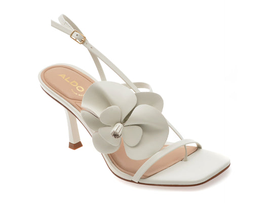 Sandale elegante ALDO albe, SANDFLOWER 121, din piele naturala