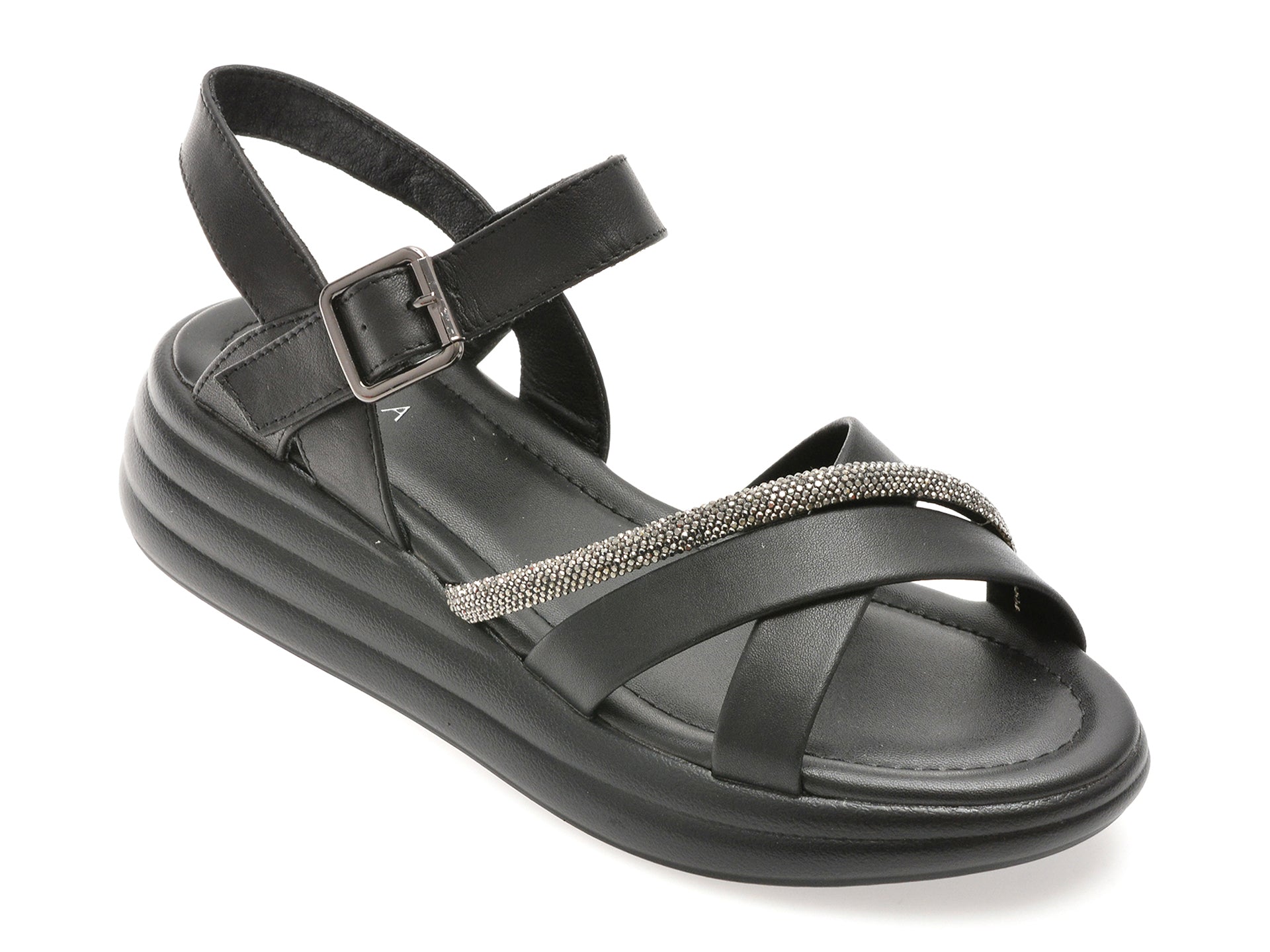Sandale EPICA negre, 1136C12, din piele naturala