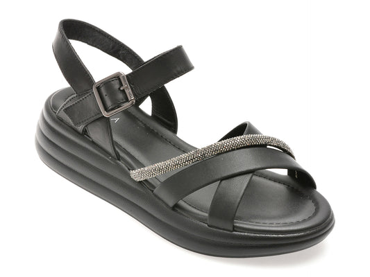 Sandale EPICA negre, 1136C12, din piele naturala