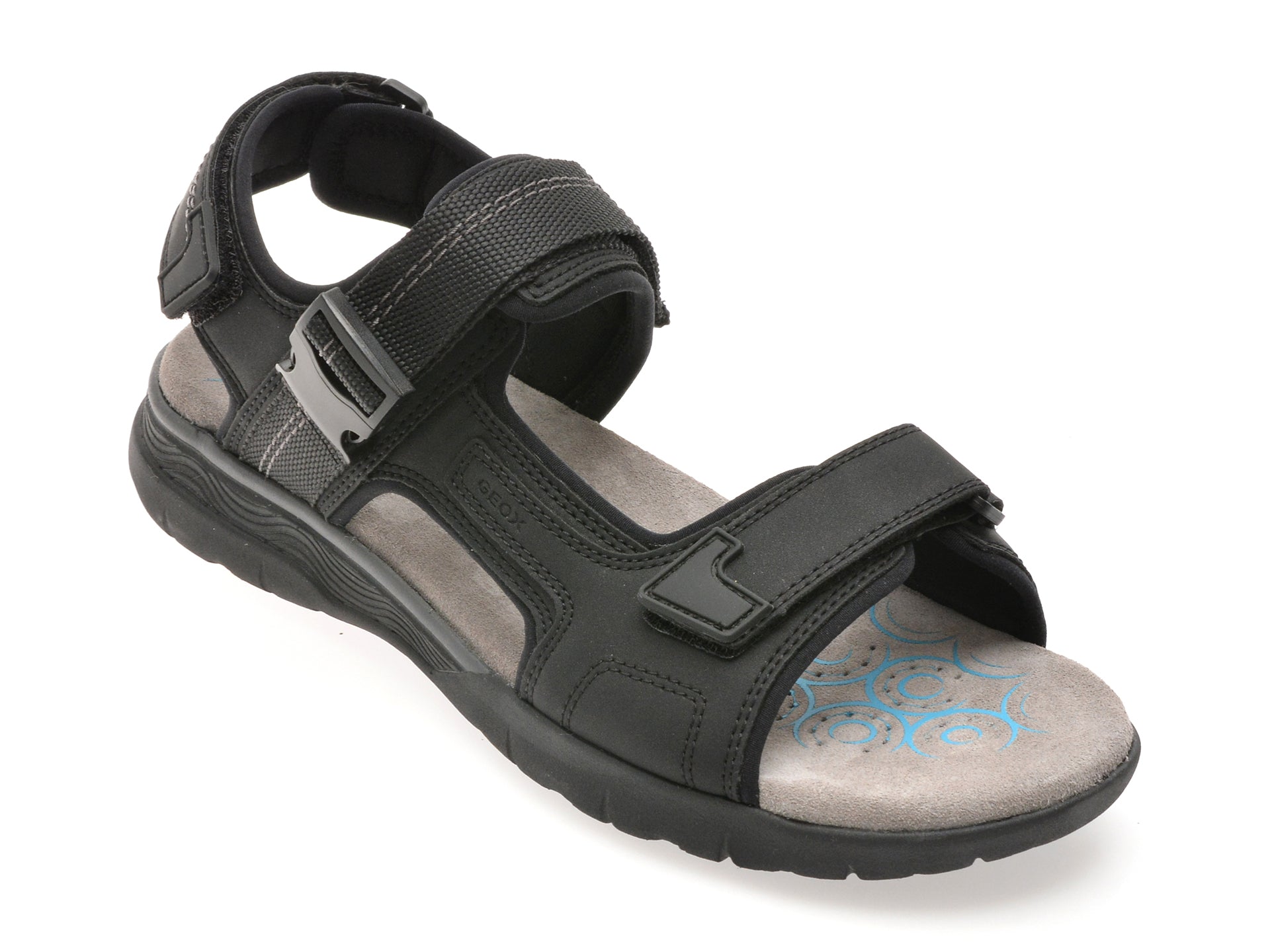 Sandale GEOX negre, U55ELB, din piele ecologica