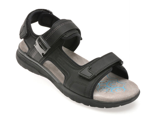Sandale GEOX negre, U55ELB, din piele ecologica