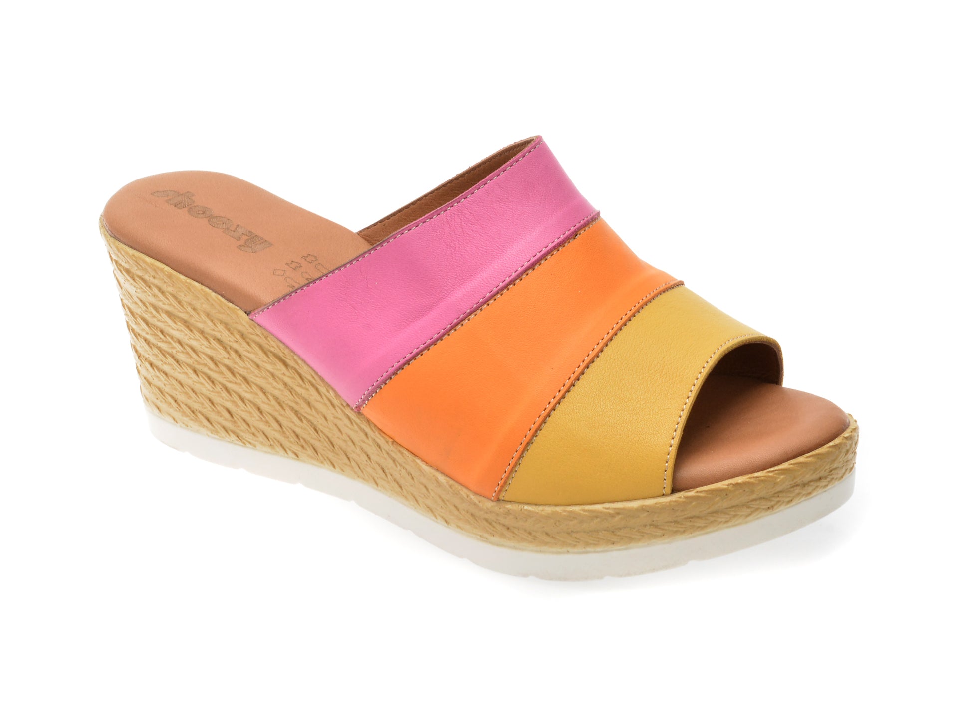 Papuci SHOOZY galbeni, EV4011, din piele naturala