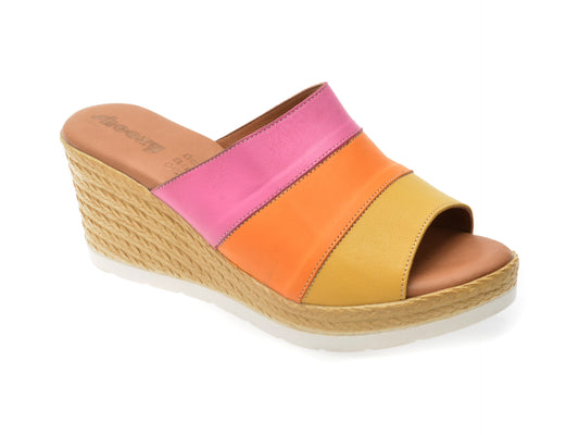 Papuci SHOOZY galbeni, EV4011, din piele naturala