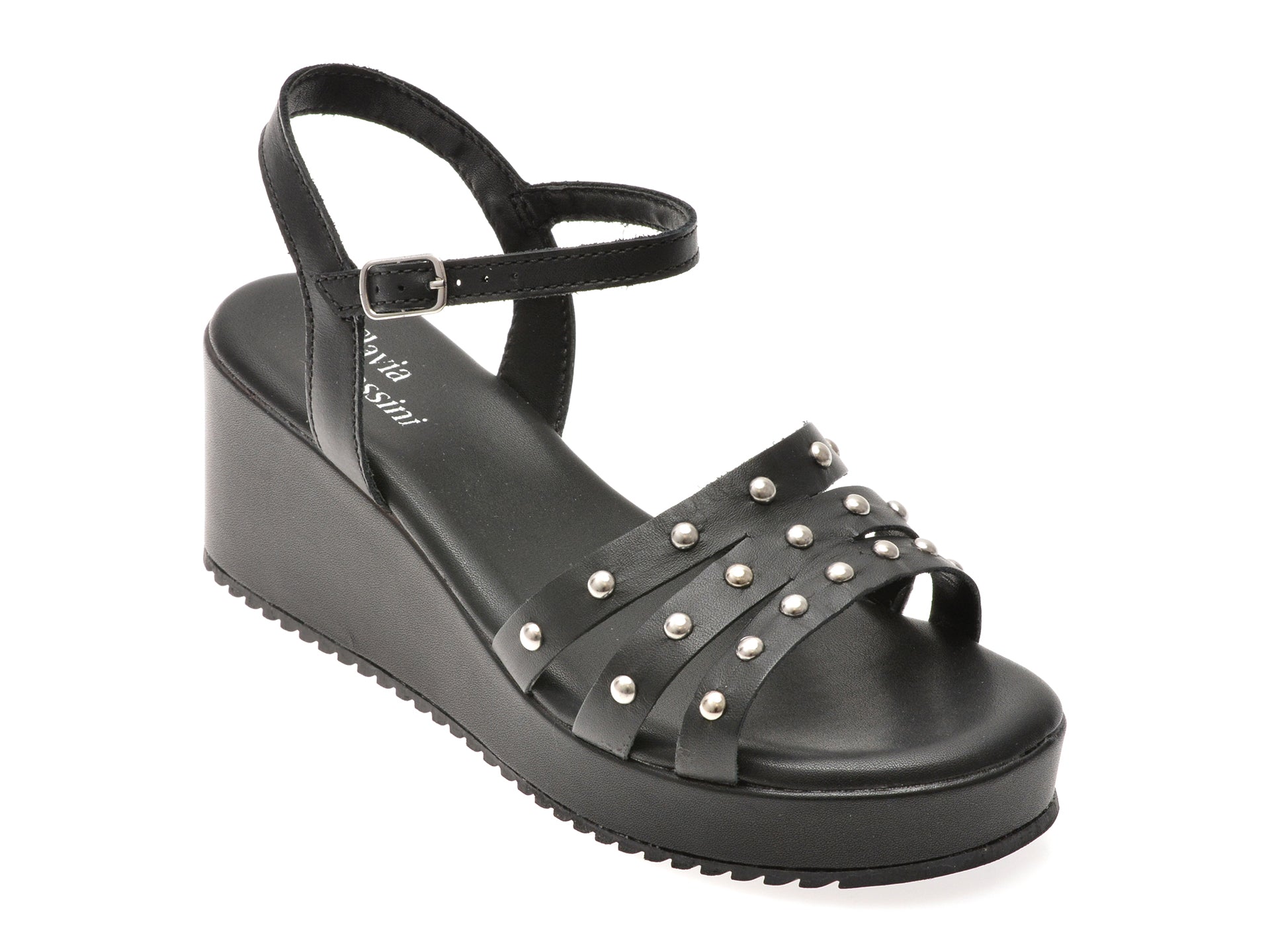 Sandale FLAVIA PASSINI negre, 366129, din piele naturala