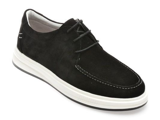 Mocasini OTTER negri, 3752, din piele intoarsa