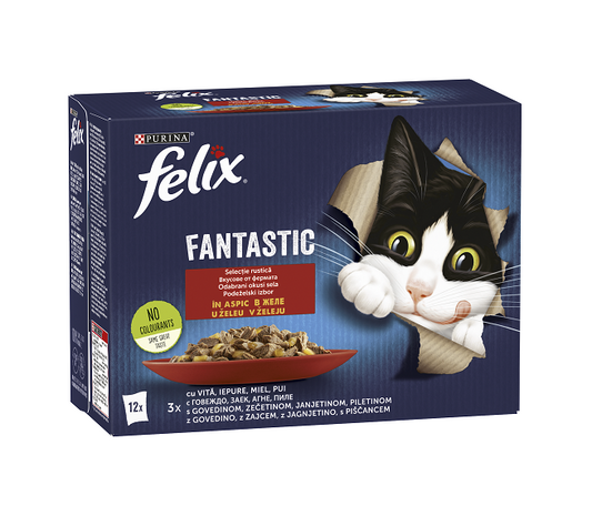 Felix Fantastic Pui, Vită, Iepure, Miel în Aspic Multipack 12x85g
