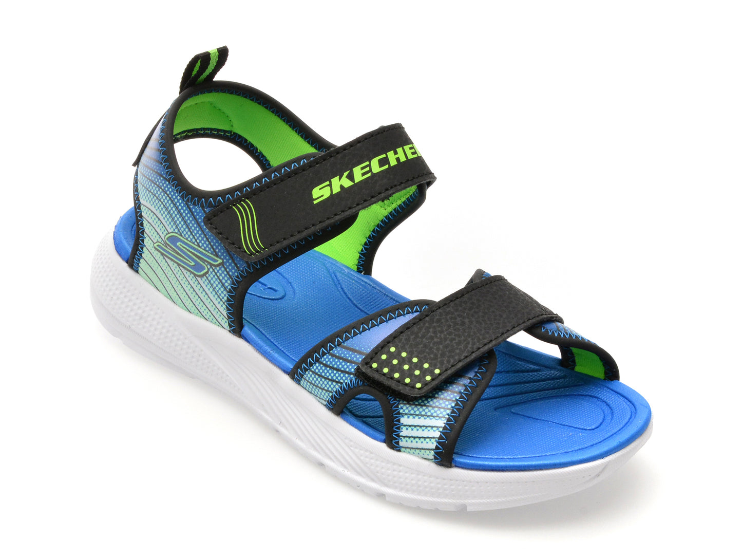 Sandale SKECHERS negre, MICROSPEC-SPLASH, din piele ecologica