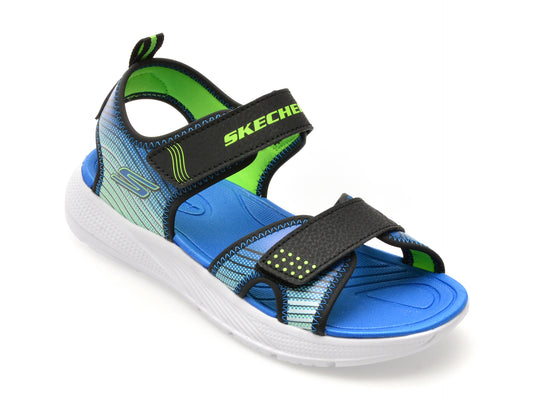 Sandale SKECHERS negre, MICROSPEC-SPLASH, din piele ecologica