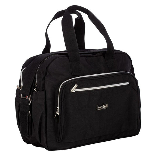 Geanta pentru scutece, FreeON, Style, Impermbeabila, Cu multiple buzunare, Dimensiune compacta, 39x32x18 cm, Black