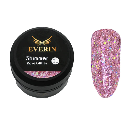 Gel Color Shimmer Rose Glitter Everin 5Ml- 01 - Srg-01