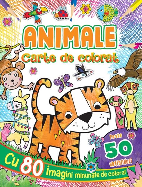 Animale. Carte de colorat cu peste 50 abțibilduri - Flamingo