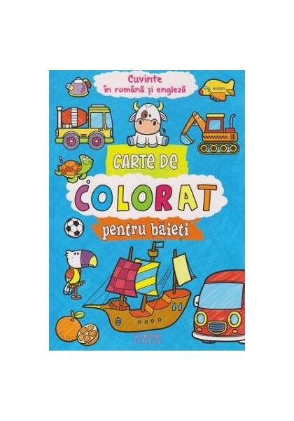 Carte de colorat pentru baieți. Cuvinte în română și engleză - Flamingo