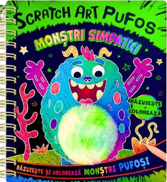 Monștri simpatici. Scratch Art pufos - Flamingo