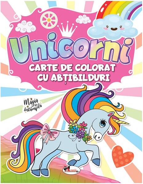 Unicorni. Carte de colorat cu abțibilduri - Dreamland Publications - Aramis