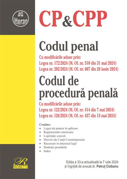 Codul penal. Codul de procedură penală - Petruţ Ciobanu - Rosetti Internaţional