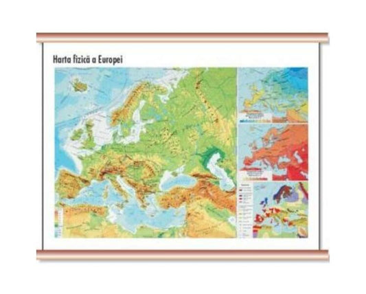 Harta Statele Europei - mini - plastifiat cu șipci - Cartographia Studium
