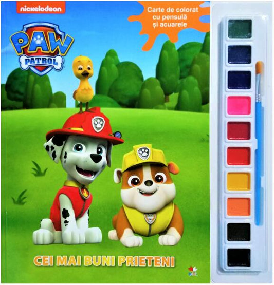 Patrula Cățelușilor. Cei mai buni prieteni. Carte de colorat cu pensulă și acuarele - Nickelodeon - Litera mică