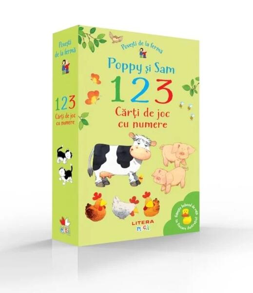 Povești de la fermă. Poppy și Sam. 1, 2, 3. Cărți de joc cu numere - Stephen Cartwright, Simon Taylor-Kilety - Litera mică