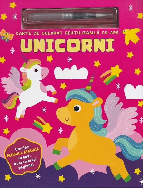 Unicorni. Carte de colorat reutilizabilă cu apă - Flamingo