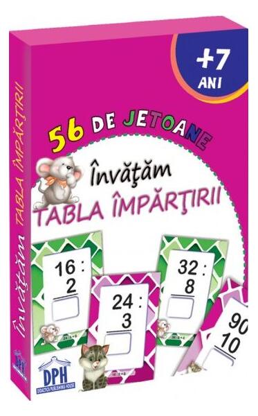 Învățăm tabla împărțirii - 56 de jetoane - Didactica Publishing House