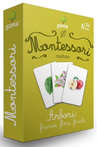 Arbori: frunze, flori, fructe. Cărţi de joc Montessori - Board book - Gama