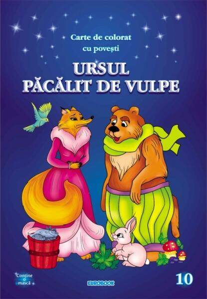 Carte de colorat cu povești. Ursul păcălit de vulpe - Eurobookids