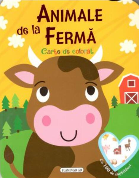 Animale de la fermă. Carte de colorat cu 100 de abțibilduri - Flamingo