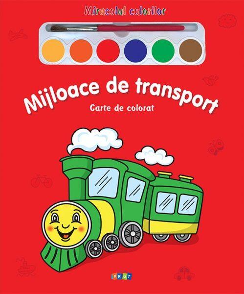 Miracolul culorilor. Mijloace de transport (carte de colorat + acuarelă + pensulă) - Board book - Prut