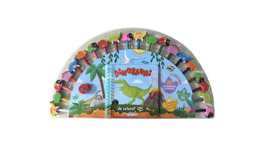 Carte de colorat cu 20 creioane - Dinozauri - Paperback - *** - Girasol
