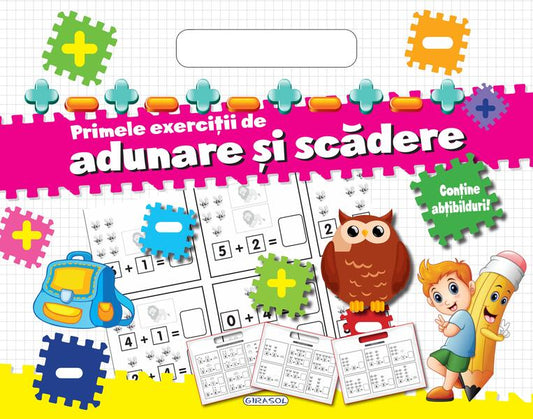Bloc cu abțibilduri - Primele exerciții de adunare și scădere - Girasol