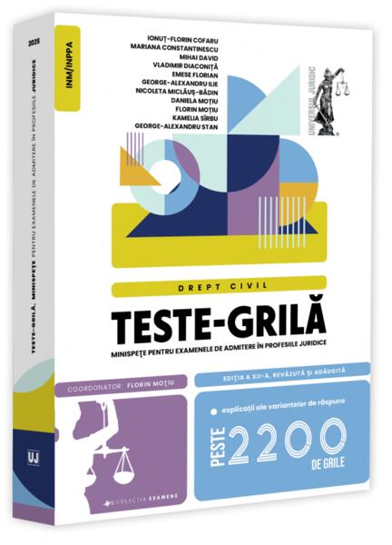 Teste-grila, minispete pentru examenele de admitere in profesiile juridice. Drept civil. 2025 - Paperback brosat - Florin Motiu - Universul Juridic