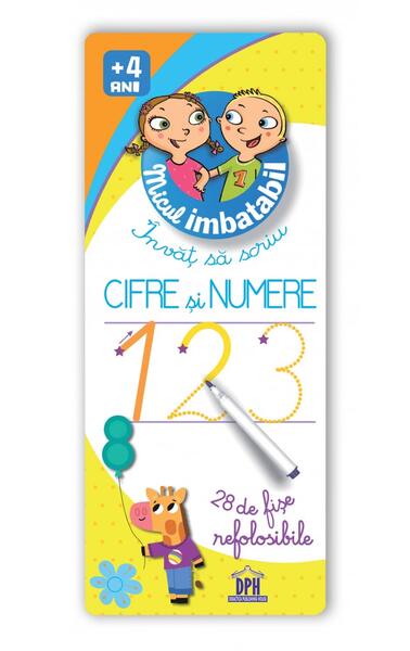 Micul imbatabil. Scrie și șterge. Învăț să scriu cifre și numere (28 de fișe refolosibile + pix) - Board book - Didactica Publishing House