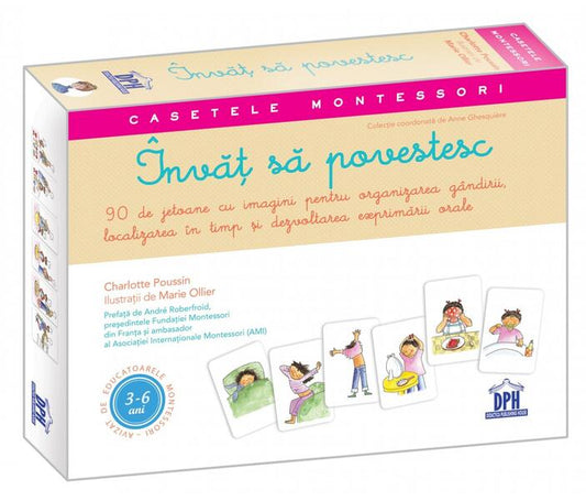 Învăț să povestesc cu Montessori. 90 de jetoane pentru relatat povești și ghid - Charlotte Poussin - Didactica Publishing House