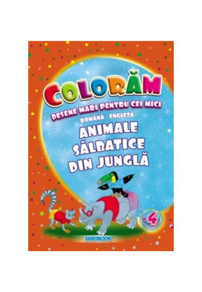 Animale sălbatice din junglă. Desene mari pentru cei mici română-engleză - Eurobookids