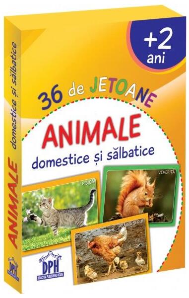 36 de jetoane. Animale domestice și sălbatice - Board book - Didactica Publishing House