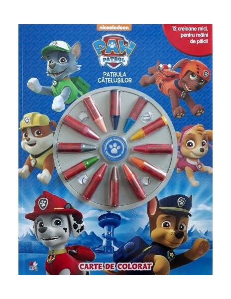 Paw Patrol. Patrula cățelușilor. Carte de colorat + 12 creioane cerate - Litera mică