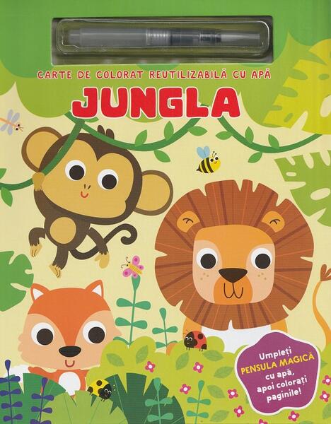 Jungla. Carte de colorat reutilizabilă cu apă - Flamingo