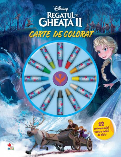 Disney. Regatul de gheață II. Carte de colorat. 12 creioane mici pentru mâini de pitici - Paperback brosat - Disney - Litera mică