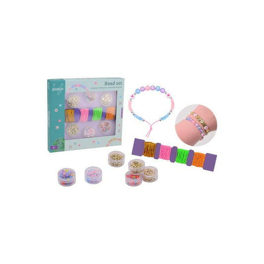 Set creativ, Joueco, Margele pentru bratari, Saculet pentru depozitare inclus, Diferite forme si culori, 20 x 2 x 19, 6-16 ani, Multicolor