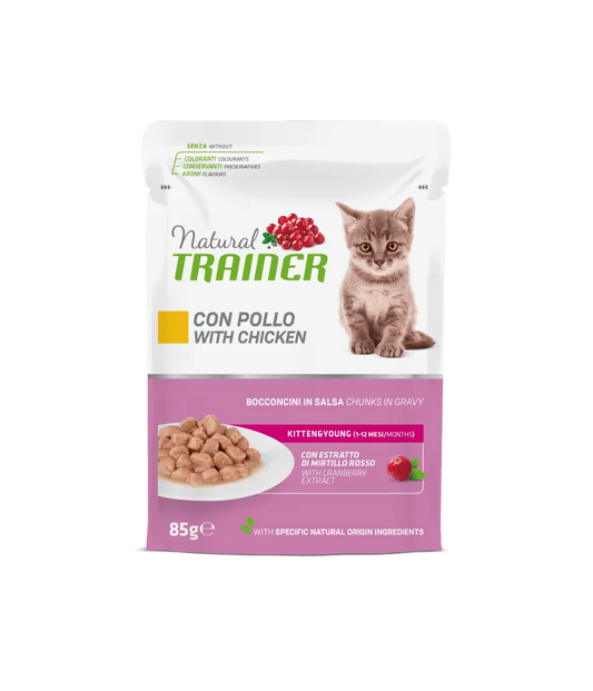 Natural Trainer, Kitten & Young cu Bucati de Pui in Sos, 85 g