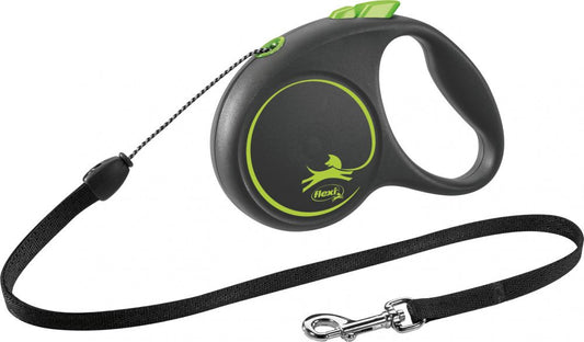 Lesa Flexi Black Design Snur S: 5m/12kg, Green 12254